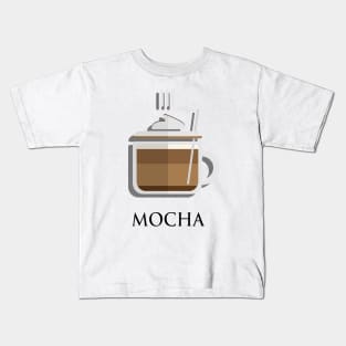 Hot Mocha coffee with whipped cream front view flat design style Kids T-Shirt